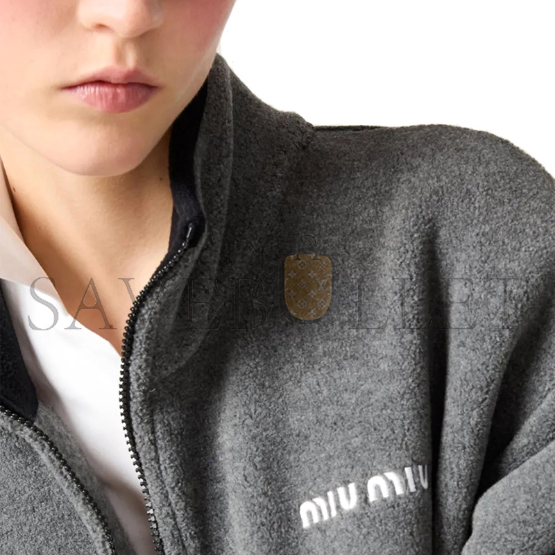 MIU MIU LOGO EMBROIDERED FLEECE SWEATSHIRT MIU MIU LOGO EMBROIDERED FLEECE SWEATSHIRT